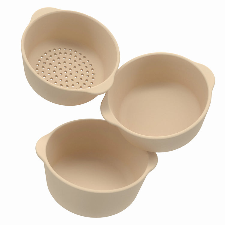Set of 3 Silicone nesting bowls in Natural
