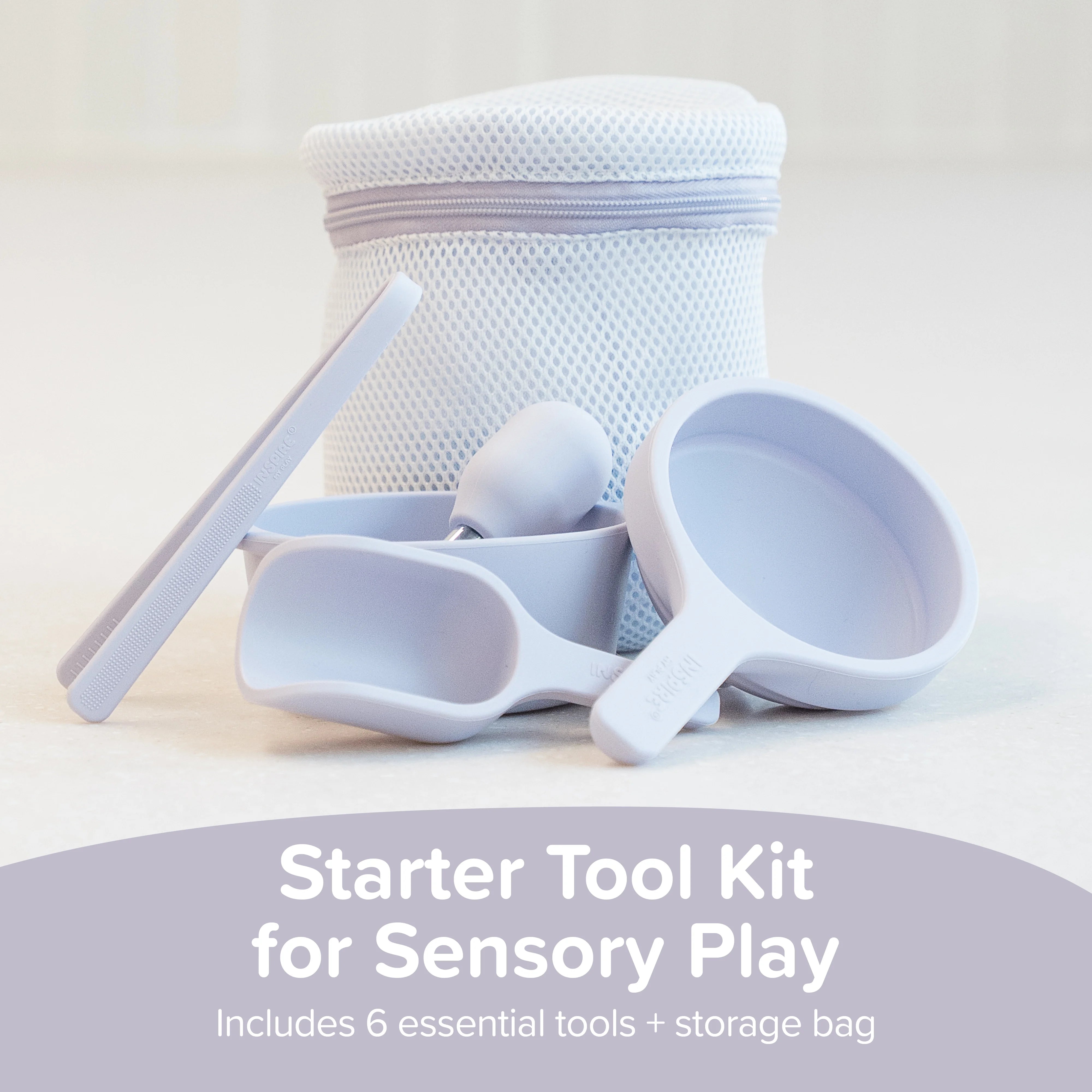 Starter Tool Kit for Sensory Play including storage bag