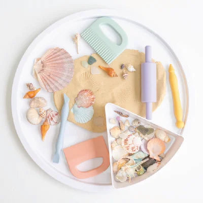 Sea themed Playdough on PlayTRAY lid