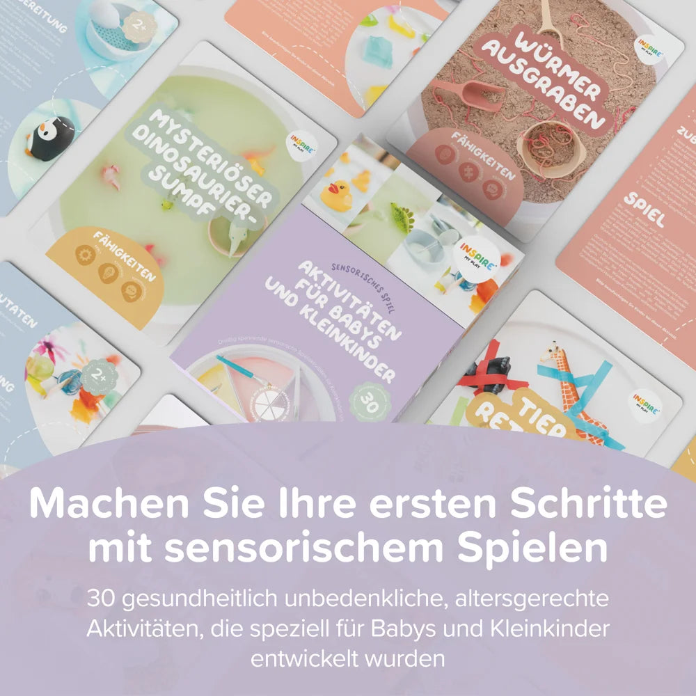 Collection of educational cards for babies and toddlers with colorful designs and text.