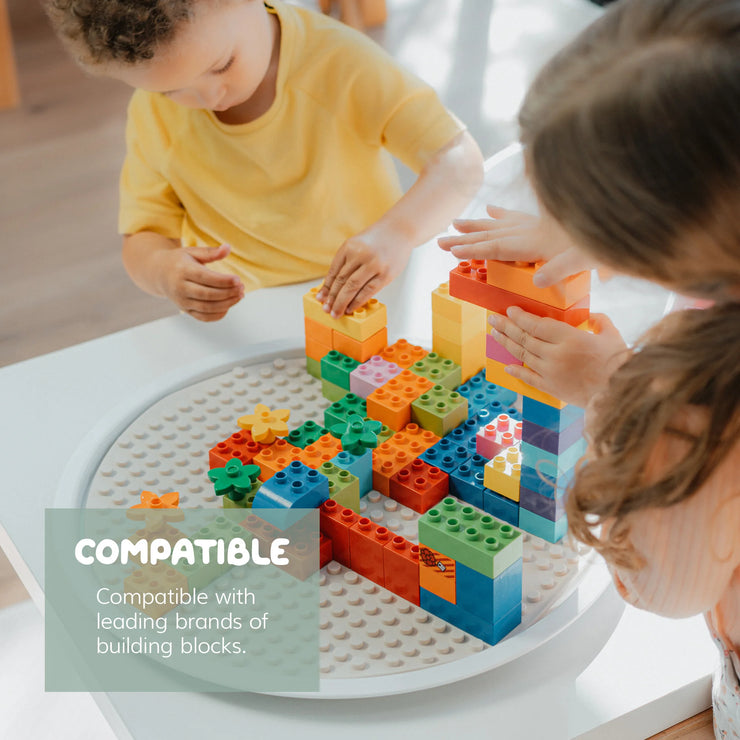 Extend your child’s construction fun with these brilliant double-sided building block mats. Suitable for use with popular modular building blocks. Ideal for creating small world set-ups and keeping precious builds safe so they can be returned to. One side can be used for toddler bricks, the other for more intricate builds.