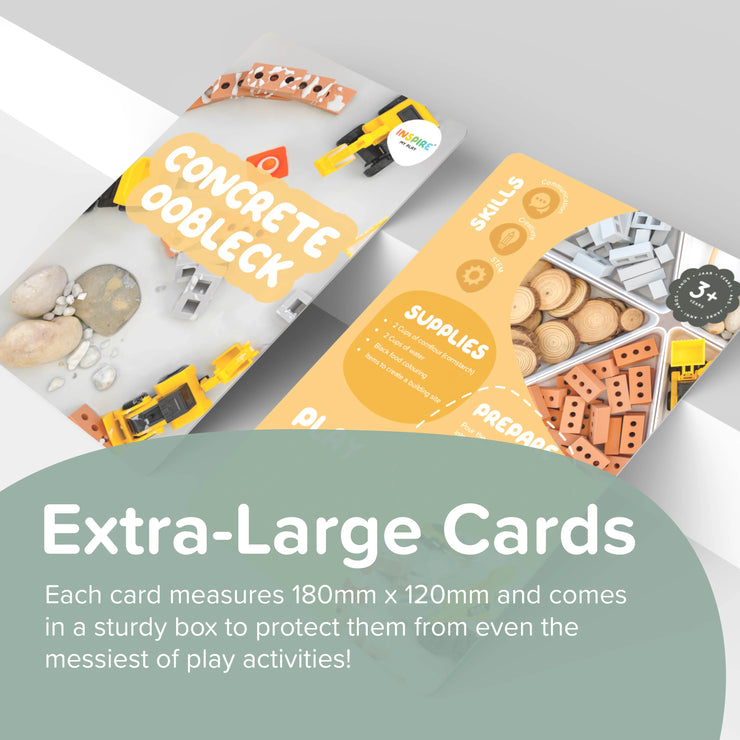 Each card measures 180mm x 120mm and comes in a sturdy box to protect them from even the messiest of play activities!