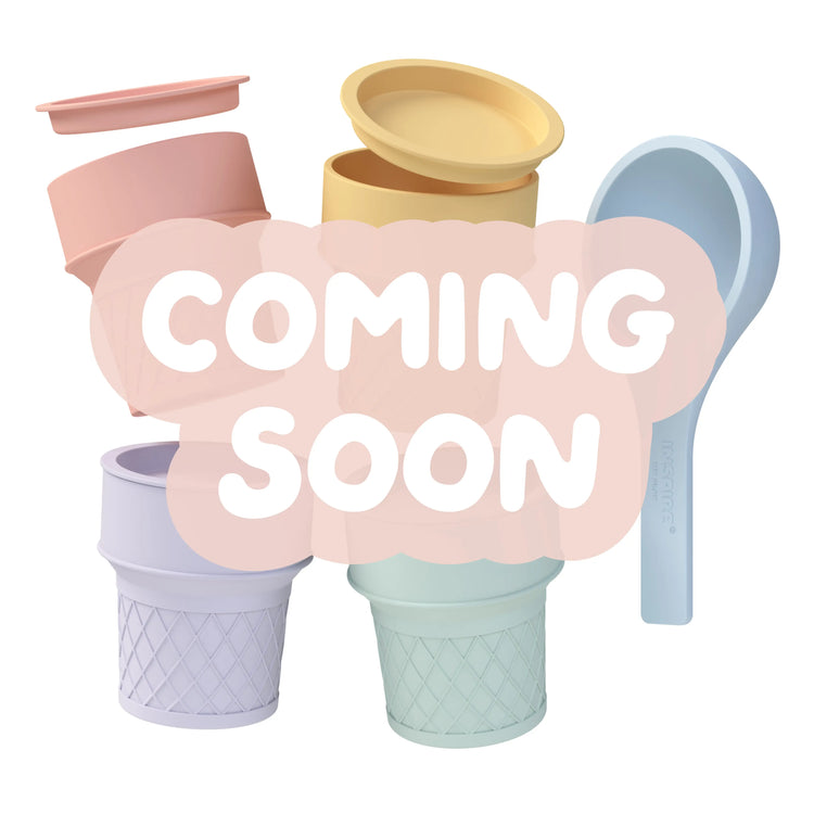 Silicone pastel Ice Cream Toys with text overlay: “COMING SOON” on a white background.