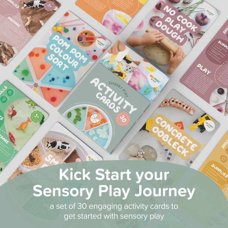 Kick Start Your Sensory Play Journey. A set of 30 engaging activity cards to get started with sensory play.