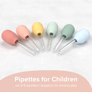 Pipettes for Children. Set of 6 pipettes / droppers for sensory play.