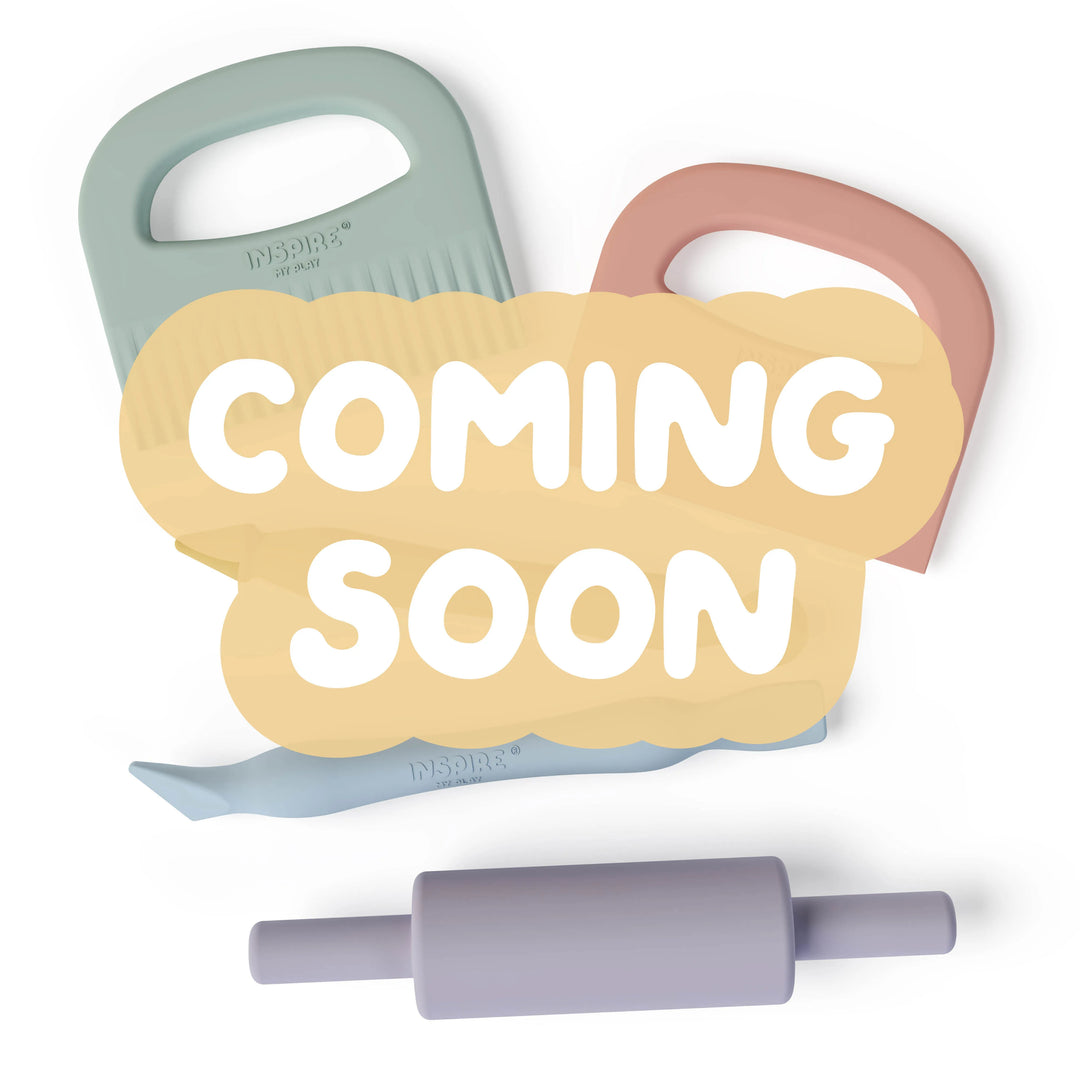 Pastel-coloured playdough tools with a 'Coming Soon' text overlay.