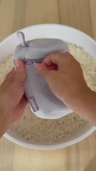 Sensory Play Starter Tool Kit being used in a sensory PlayTRAY filled with cloud dough.